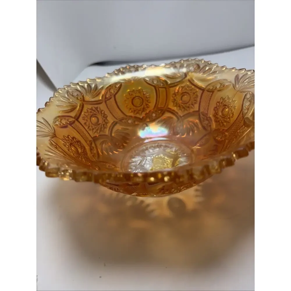 Marigold Carnival Glass Vintage Serving Bowl Imperial Carnival Glass Sawtooth
